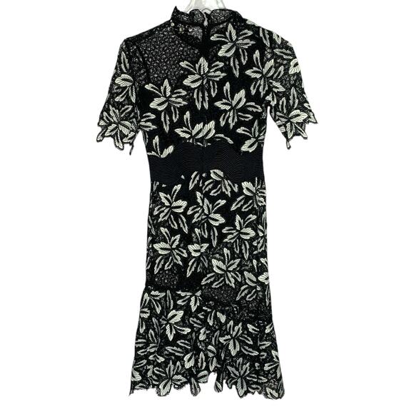 Sea New York 2 Womens Black Mosaic Lace Dress Knee Length Floral Crochet - Picture 2 of 8